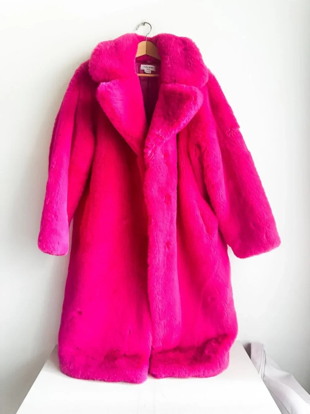 Noize Hot Pink Super Plush Faux Fur  Midi Teddy Coat NEW XXL - Picture 3 of 9